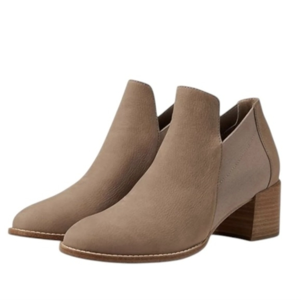 Eileen Fisher Bayo Slip On Suede Nubuck Leather Booties Size 10 Earth Tan GUC
